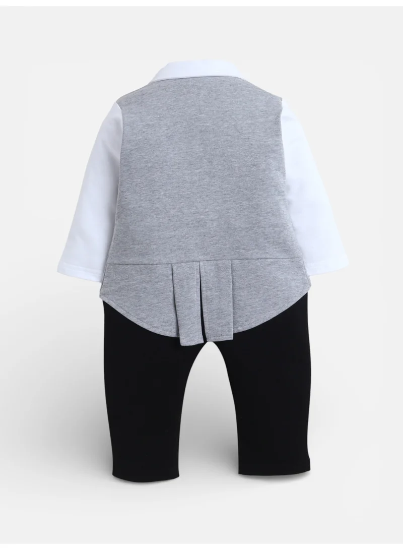 victor and jane Infant Boys’ Tuxedo, Shirt & Bow Tie Mock Romper 2 Pc Set